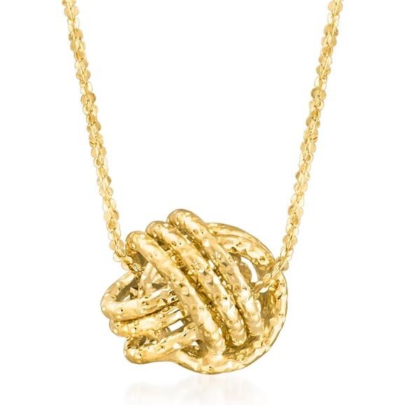 Italian 14kt Yellow Gold Textured Love Knot Necklace